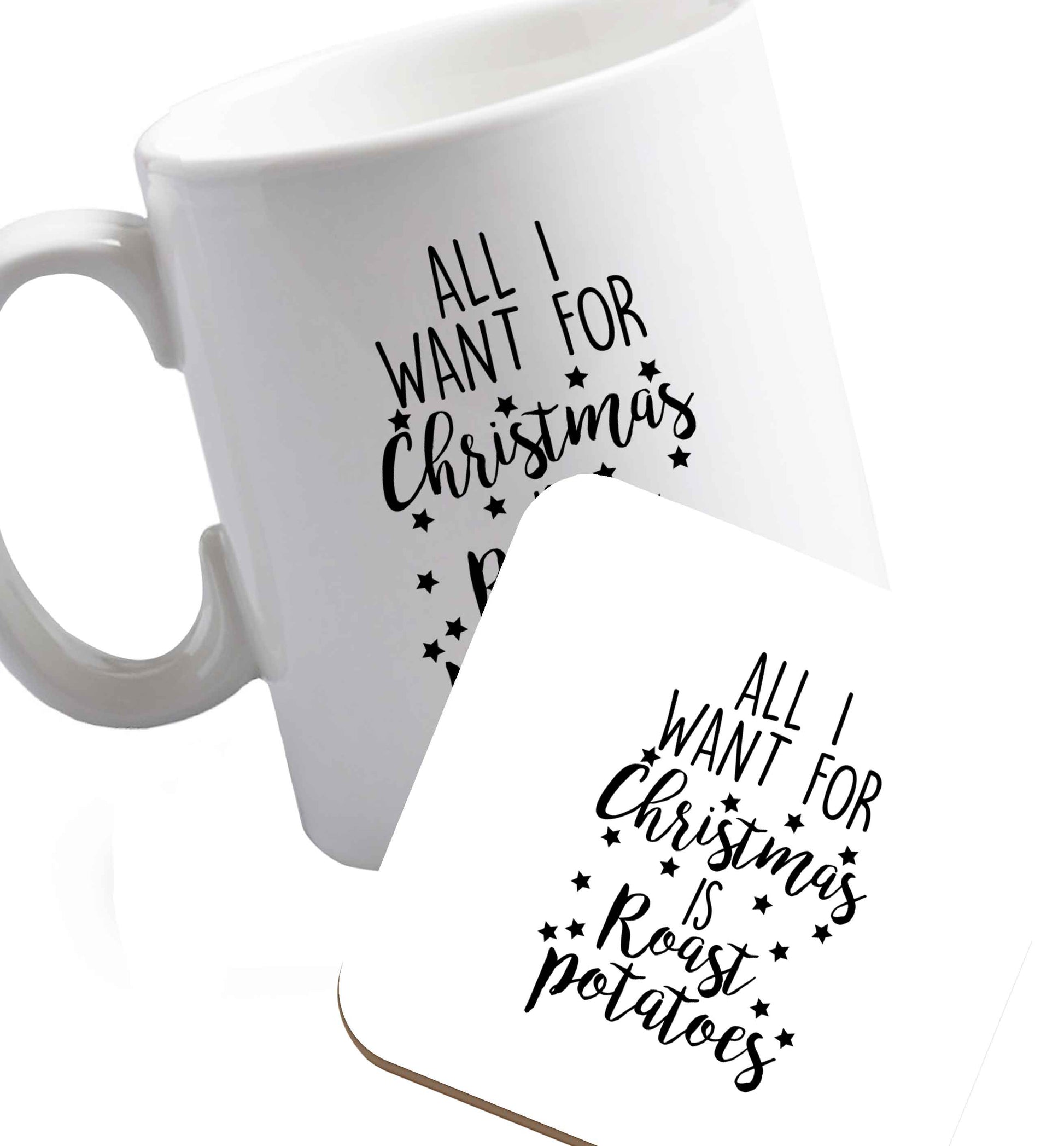 10 oz Favourite Type Pan Pancake ceramic mug and coaster set right handed