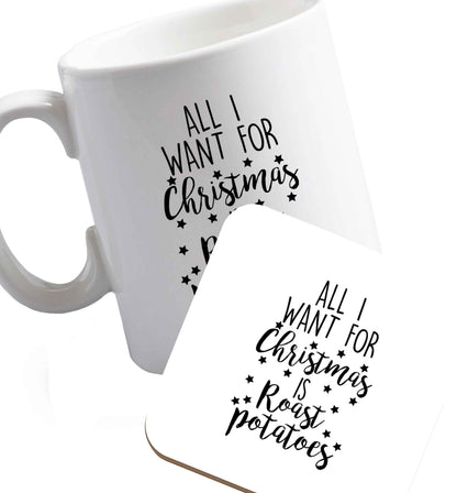 10 oz Favourite Type Pan Pancake ceramic mug and coaster set right handed