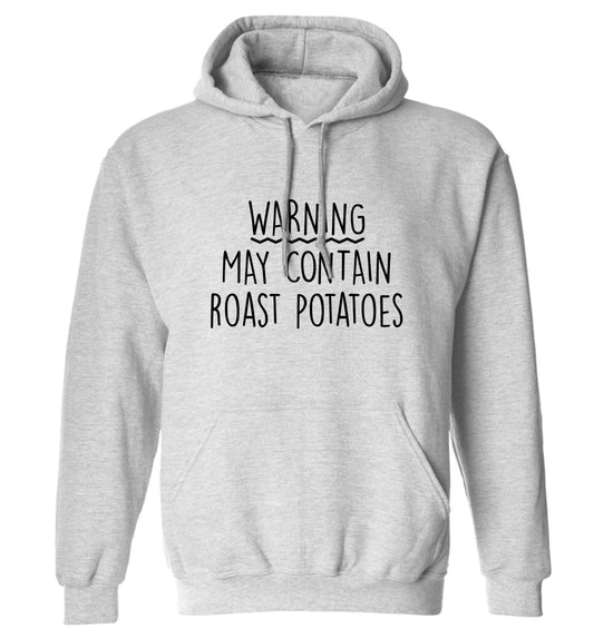 Warning may containg roast potatoes adults unisex grey hoodie 2XL