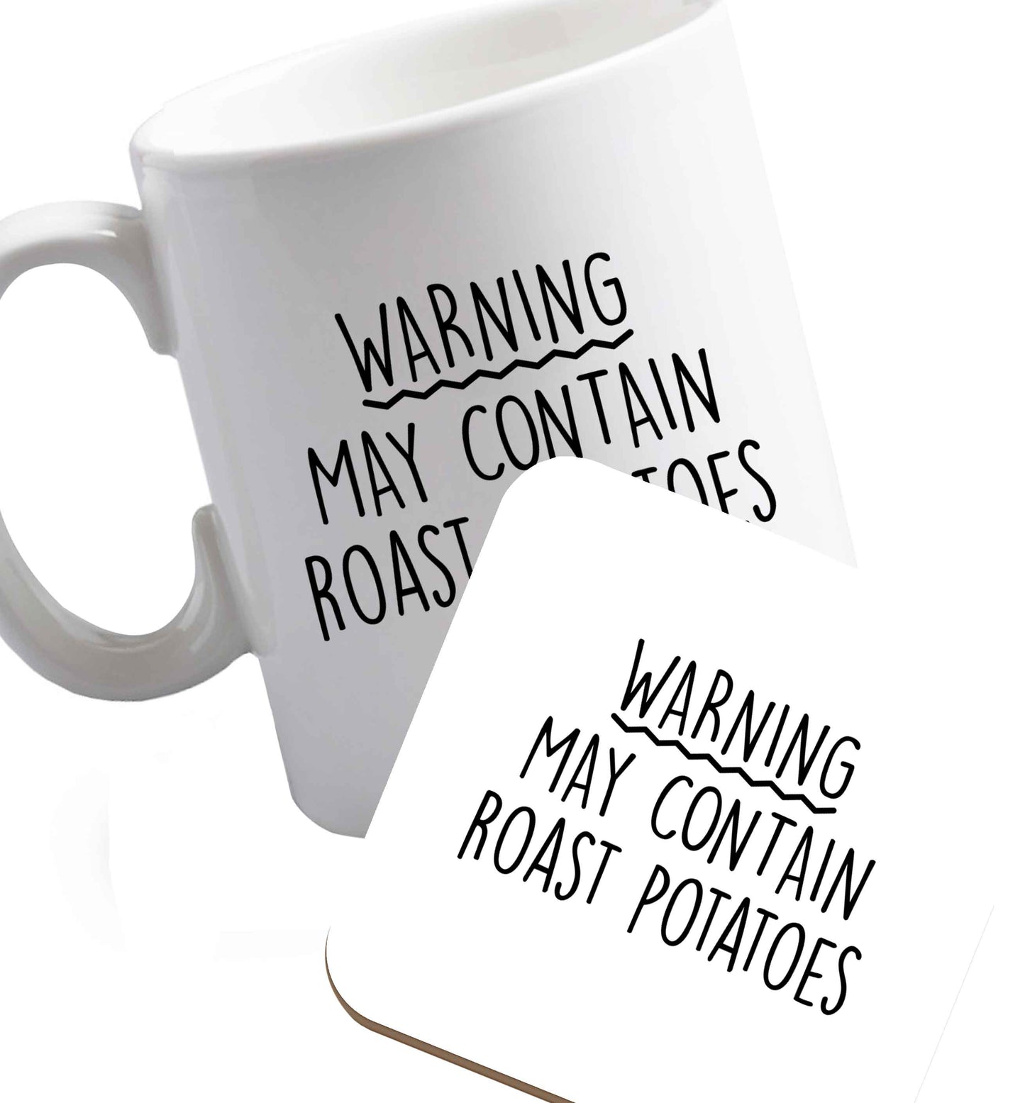 10 oz Favourite Type Pan Pancake ceramic mug and coaster set right handed