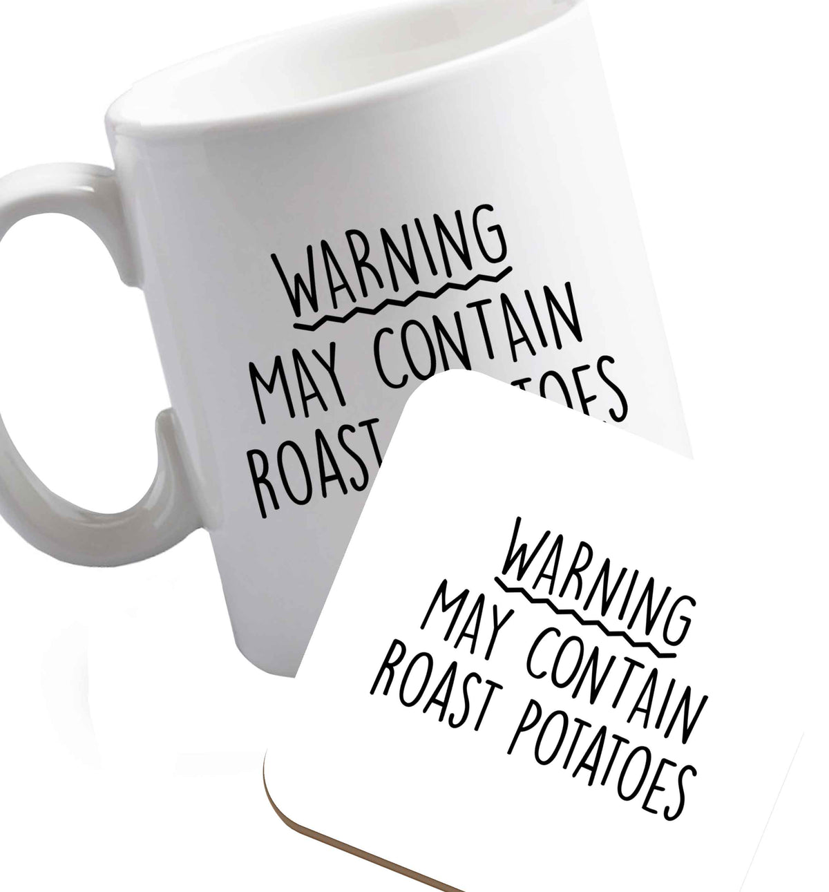 10 oz Favourite Type Pan Pancake ceramic mug and coaster set right handed