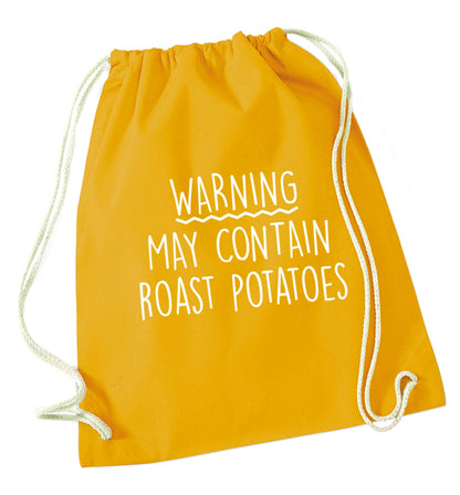 Warning may containg roast potatoes mustard drawstring bag