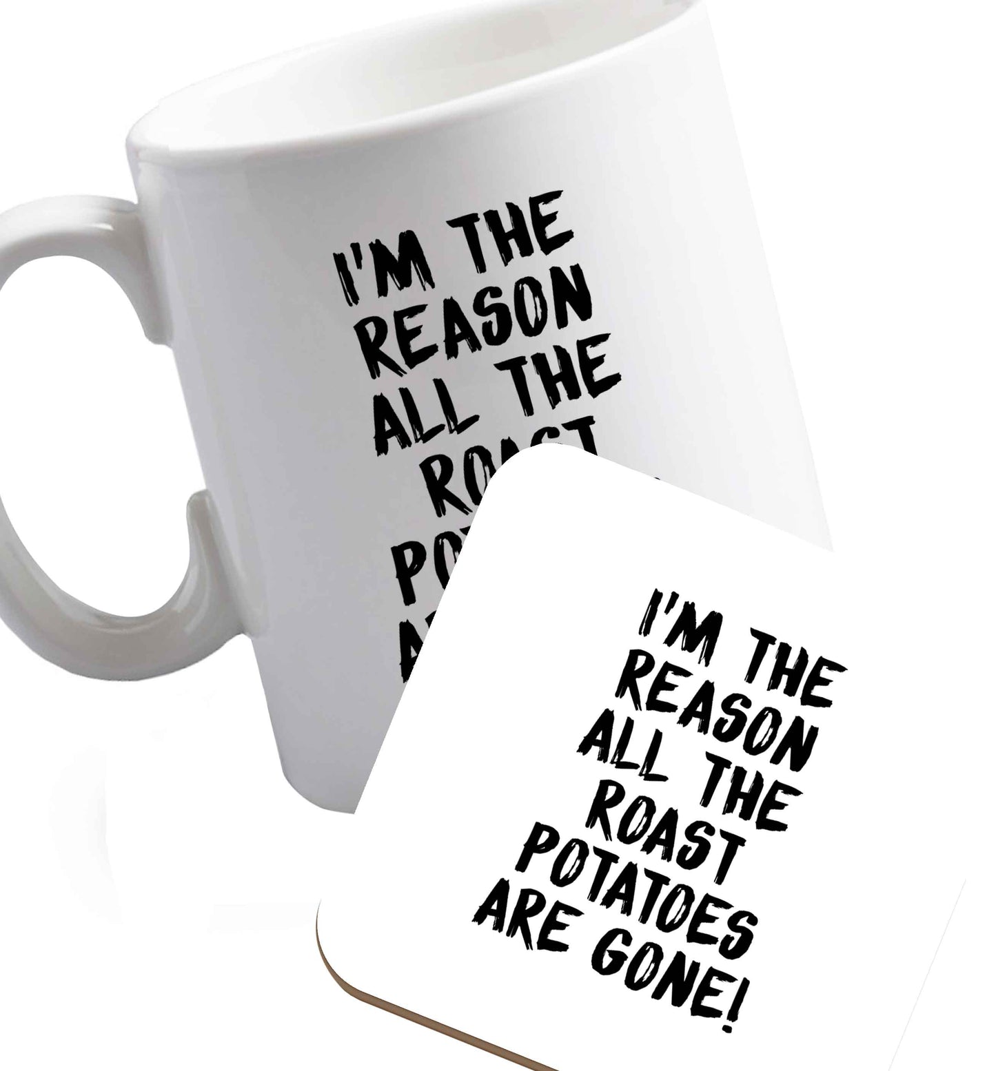 10 oz Favourite Type Pan Pancake ceramic mug and coaster set right handed