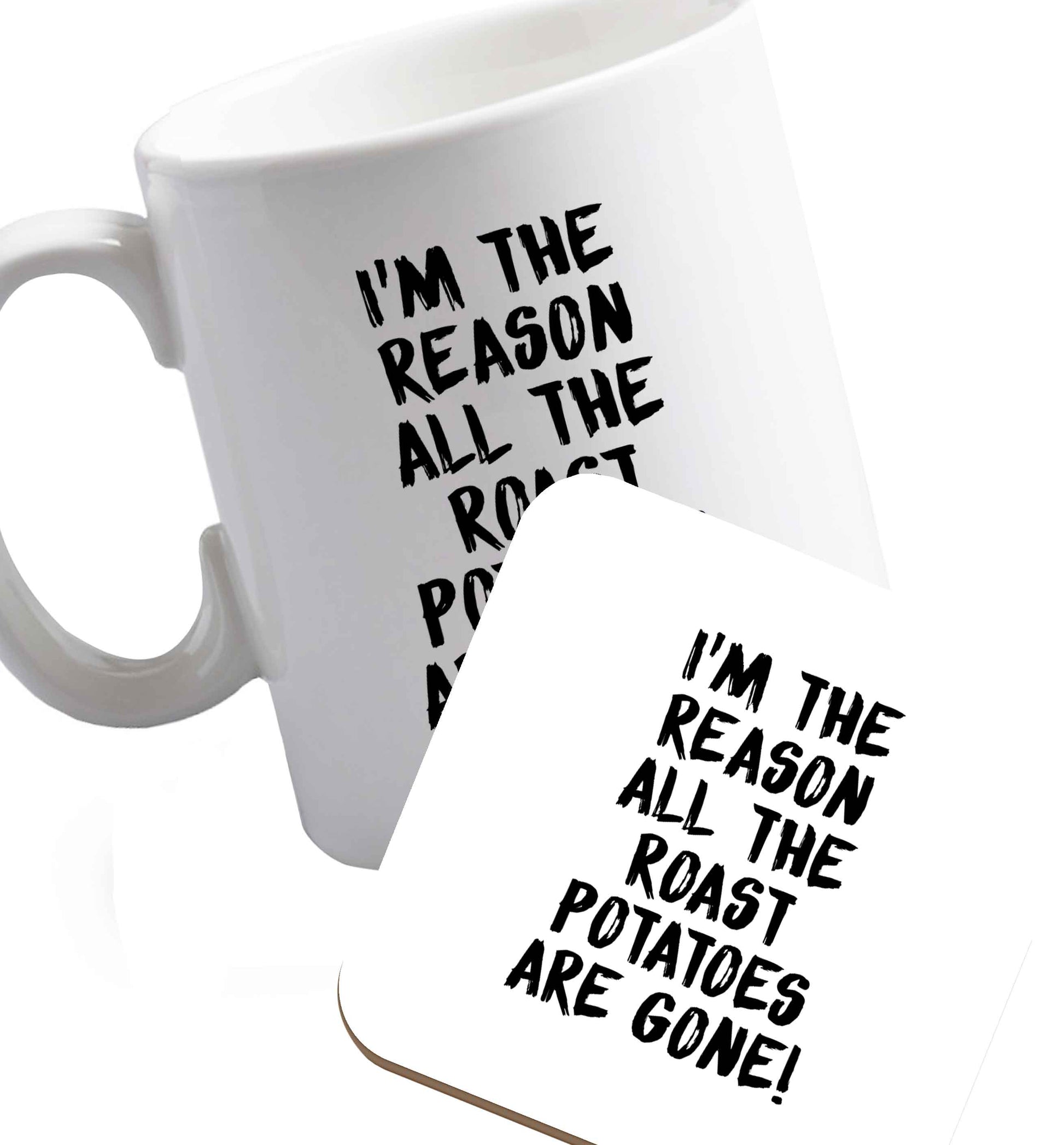 10 oz Favourite Type Pan Pancake ceramic mug and coaster set right handed