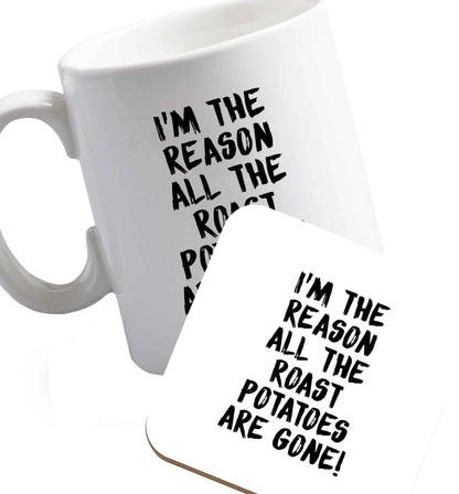 10 oz Favourite Type Pan Pancake ceramic mug and coaster set right handed