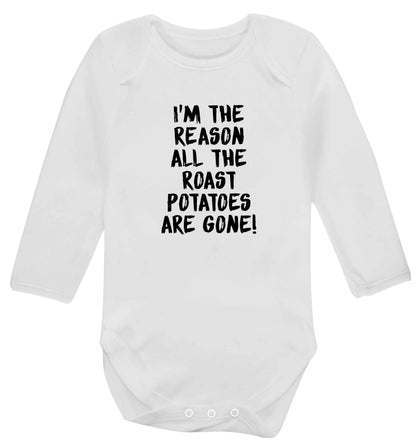 I'm the reason all the roast potatoes are gone baby vest long sleeved white 6-12 months