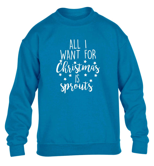 All I want for Christmas is sprouts children's blue sweater 12-13 Years