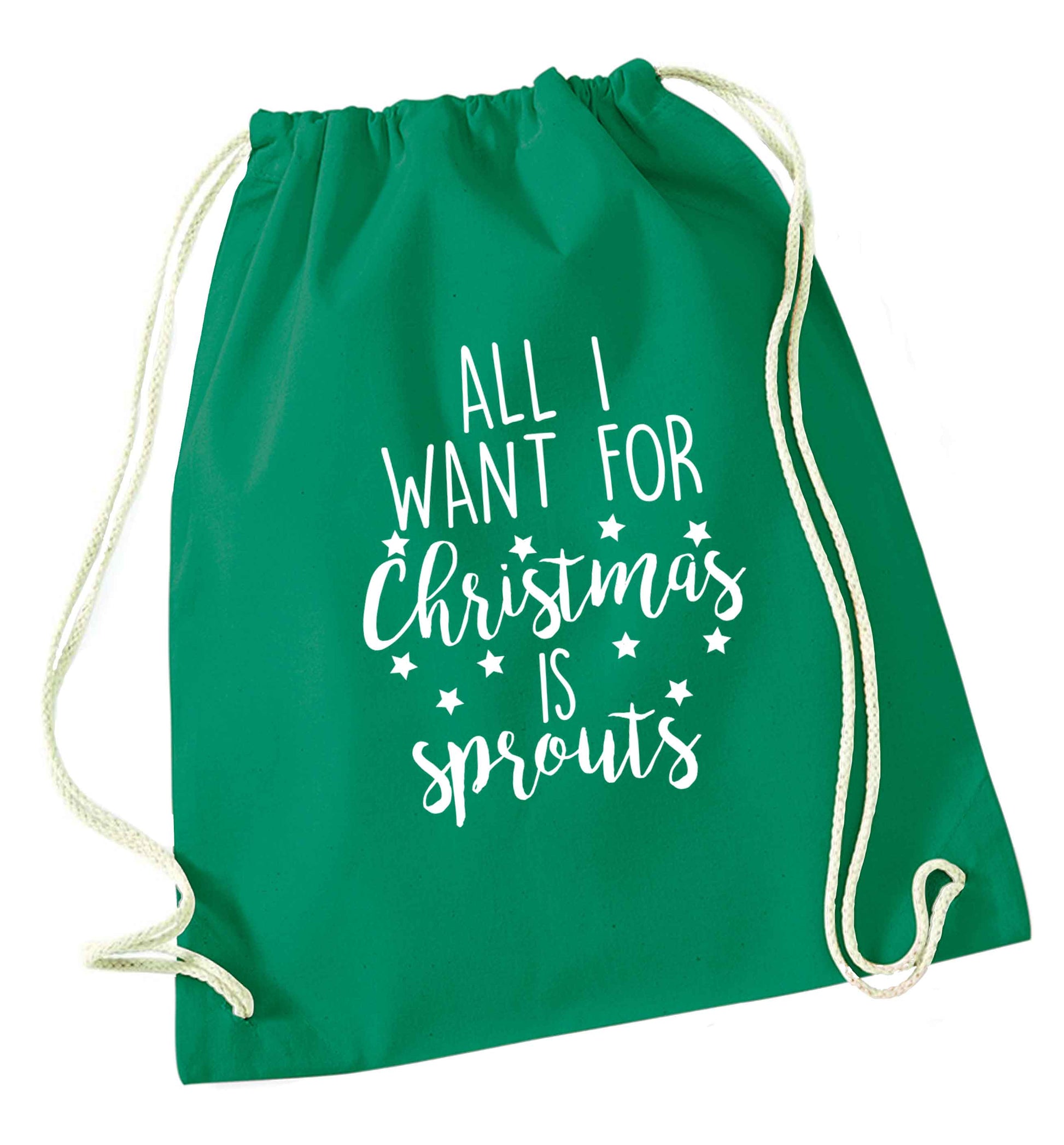 All I want for Christmas is sprouts green drawstring bag