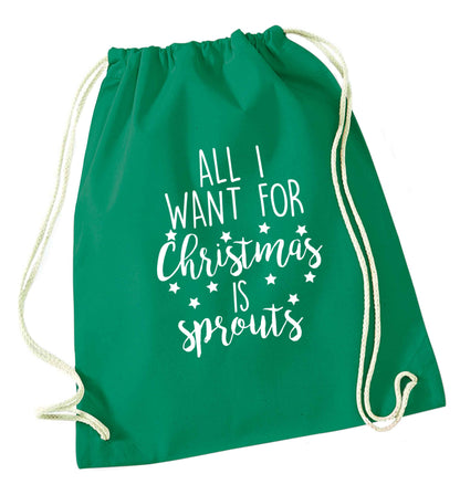 All I want for Christmas is sprouts green drawstring bag