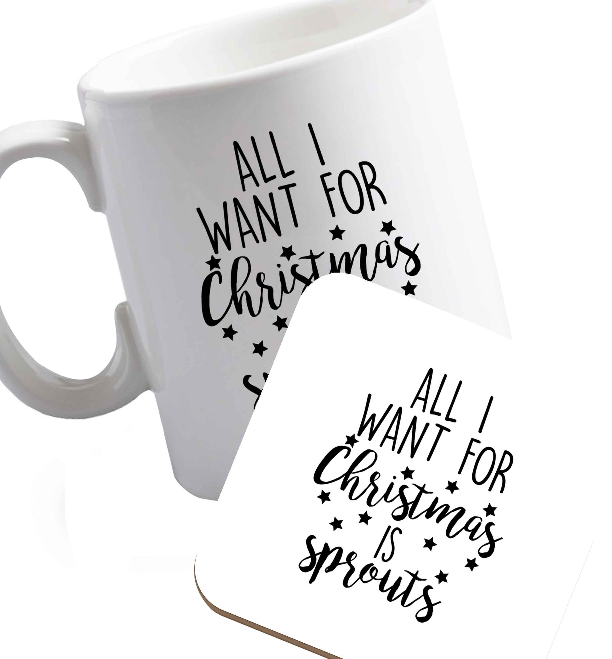 10 oz Favourite Type Pan Pancake ceramic mug and coaster set right handed