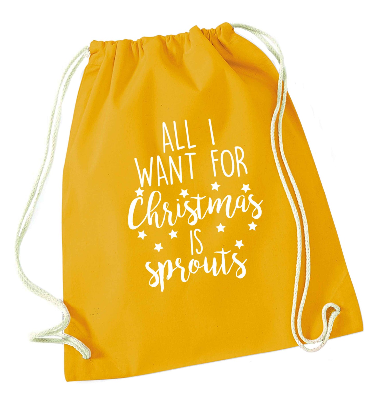 All I want for Christmas is sprouts mustard drawstring bag