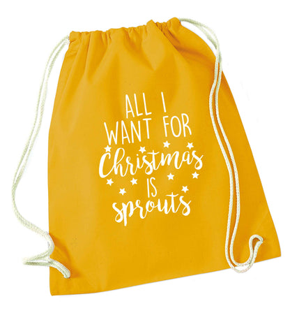 All I want for Christmas is sprouts mustard drawstring bag