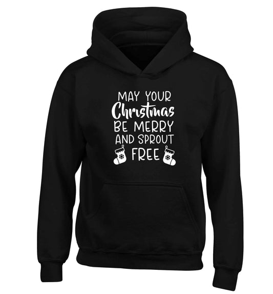 May your Christmas be merry and sprout free children's black hoodie 12-13 Years