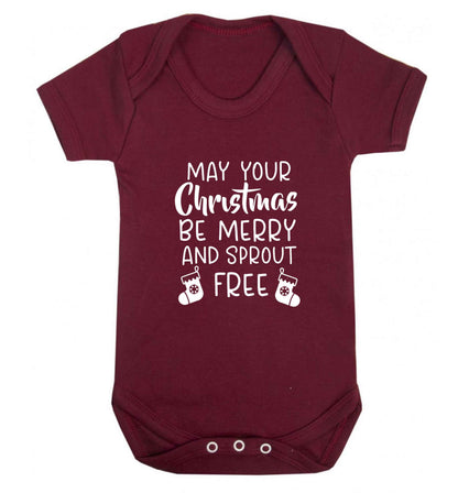 May your Christmas be merry and sprout free baby vest maroon 18-24 months