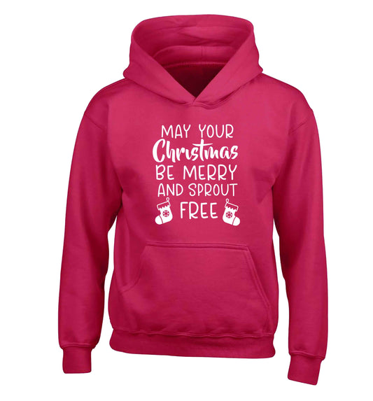 May your Christmas be merry and sprout free children's pink hoodie 12-13 Years