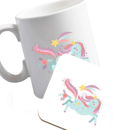 10 oz Favourite Type Pan Pancake ceramic mug and coaster set right handed
