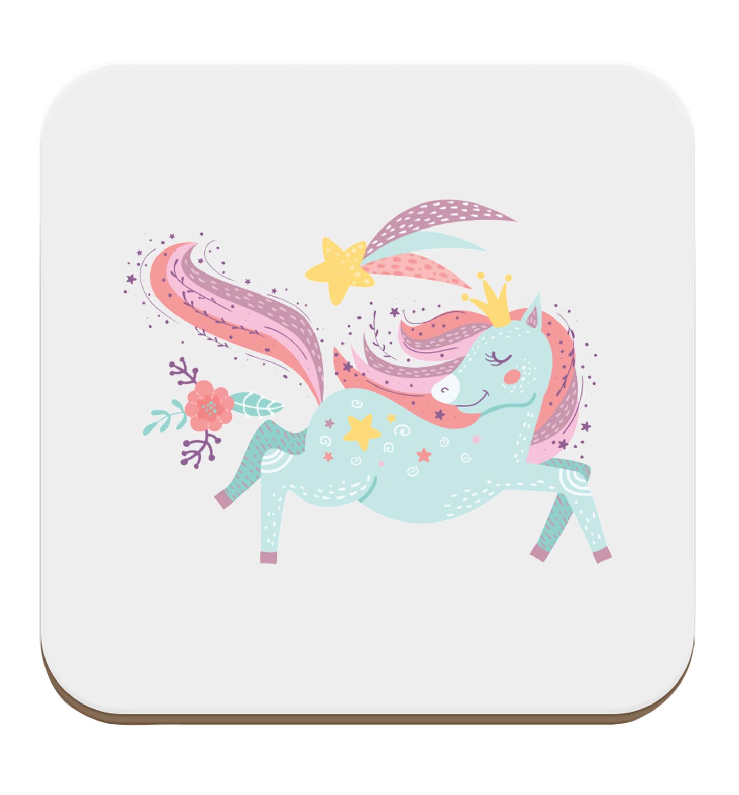 Illustrated magic unicorn set of four coasters