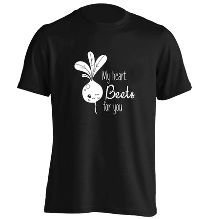My heart beets for you adults unisex black Tshirt 2XL