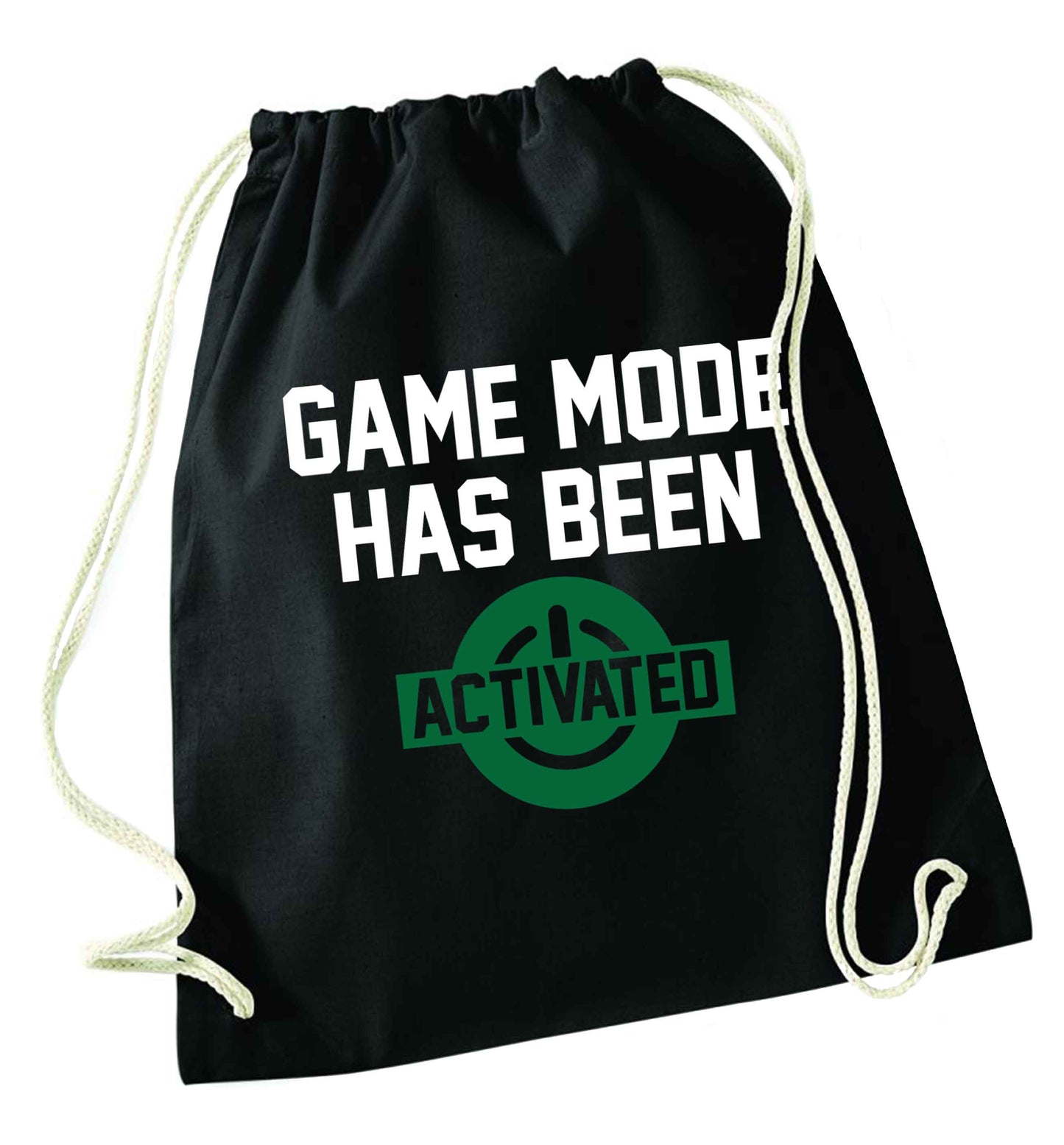 Game mode has been activated black drawstring bag