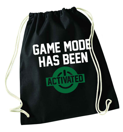 Game mode has been activated black drawstring bag