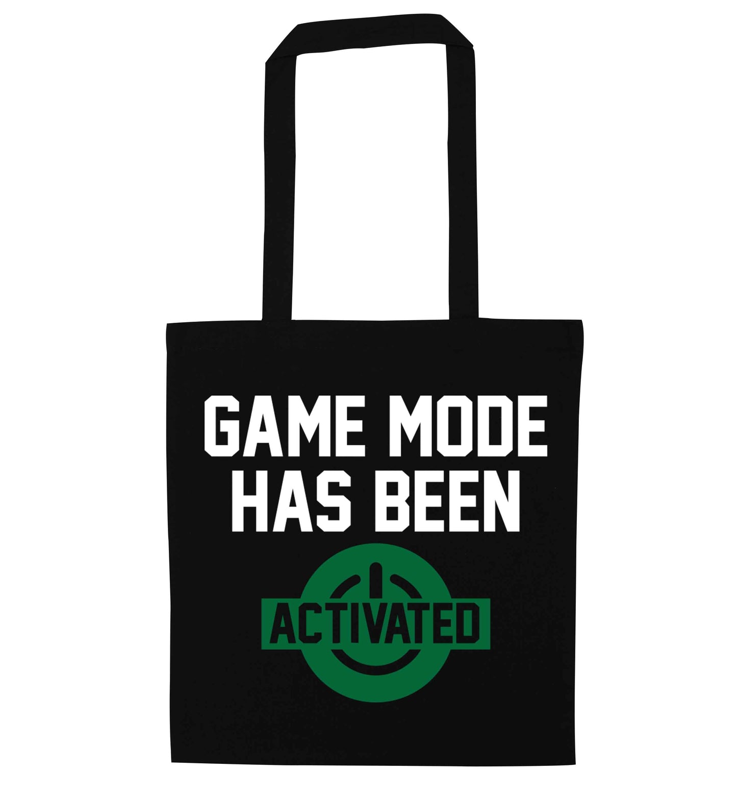 Game mode has been activated black tote bag