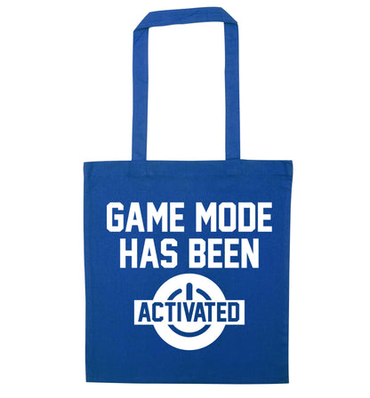 Game mode has been activated blue tote bag