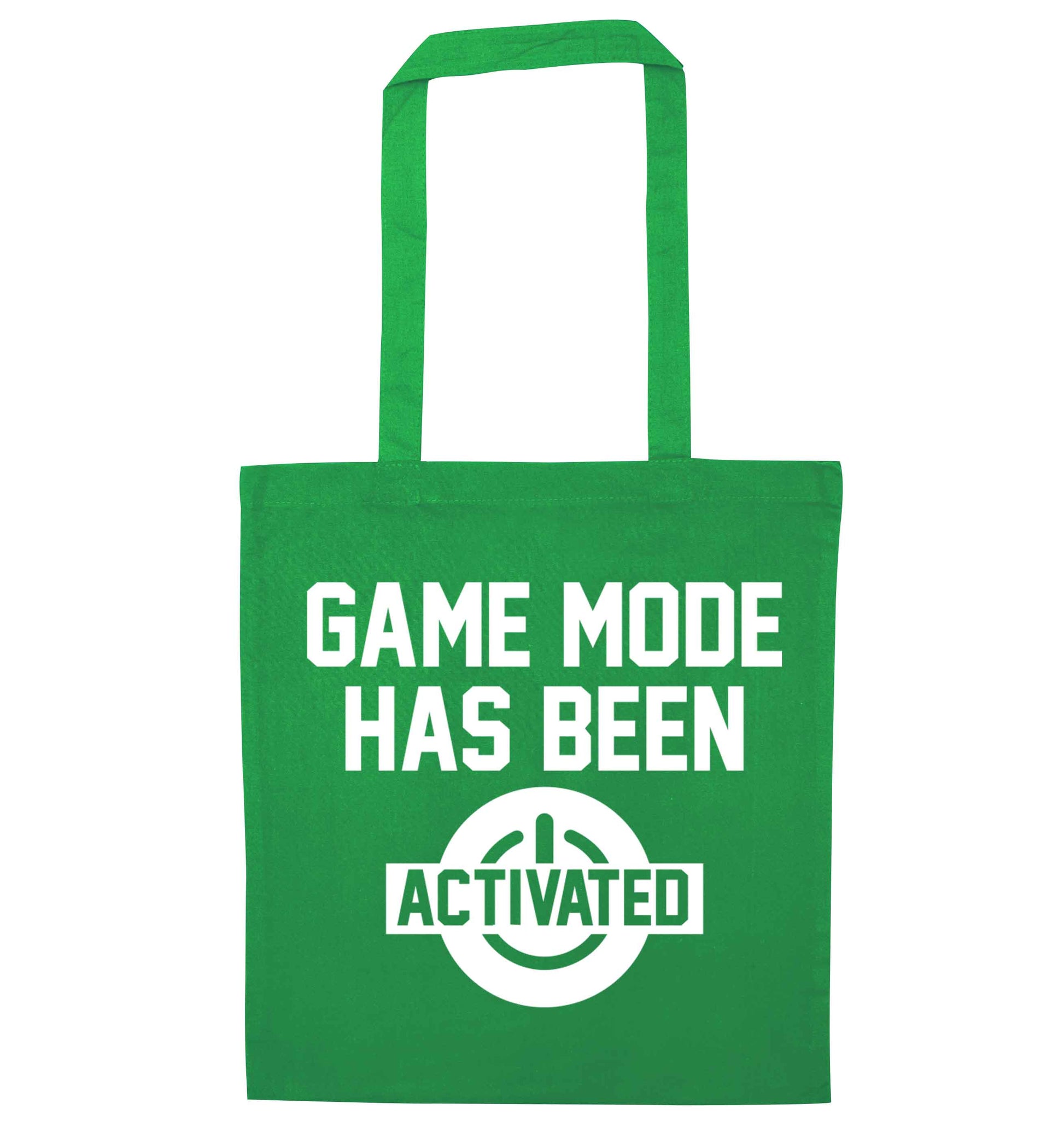 Game mode has been activated green tote bag