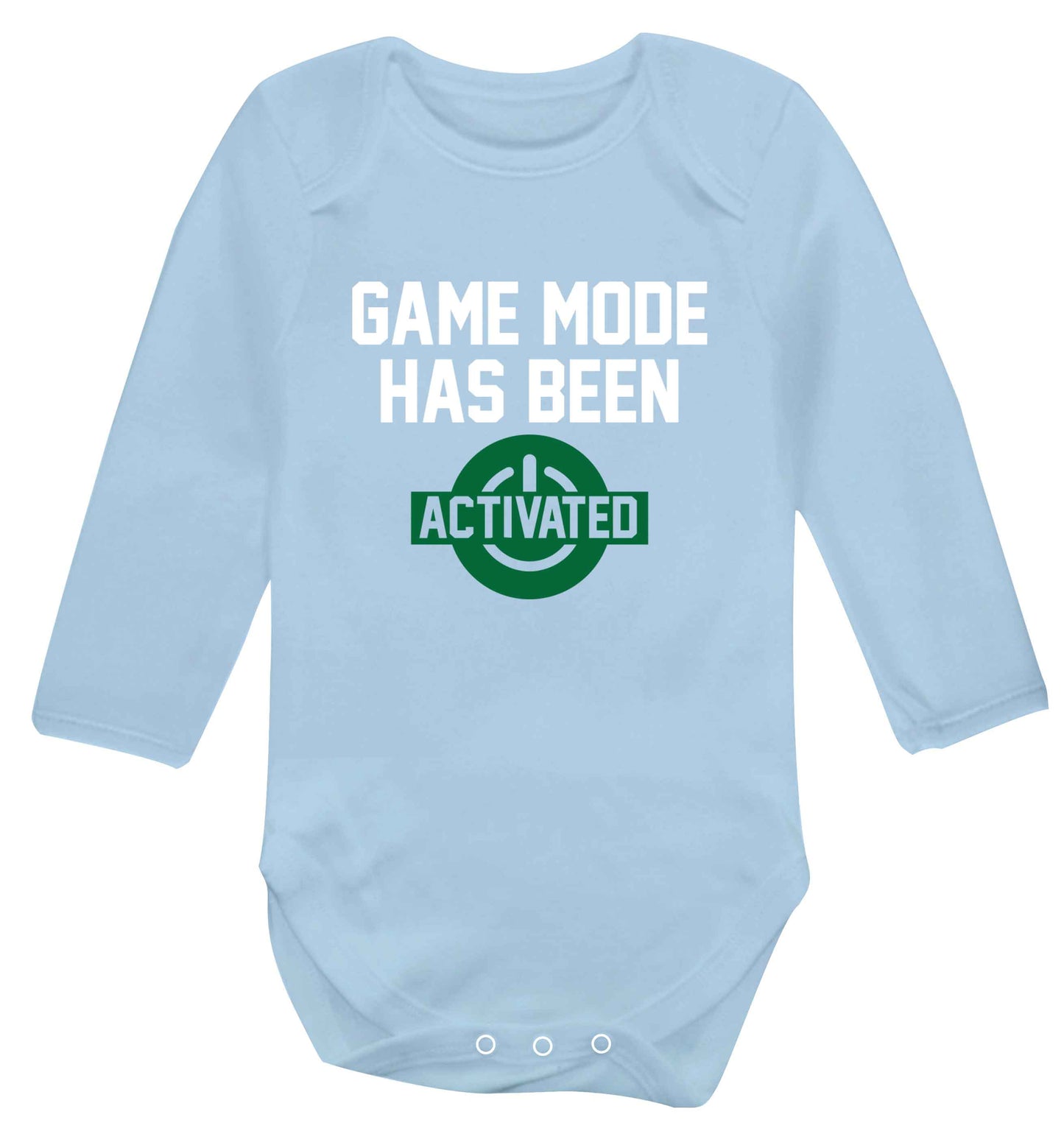 Game mode has been activated baby vest long sleeved pale blue 6-12 months
