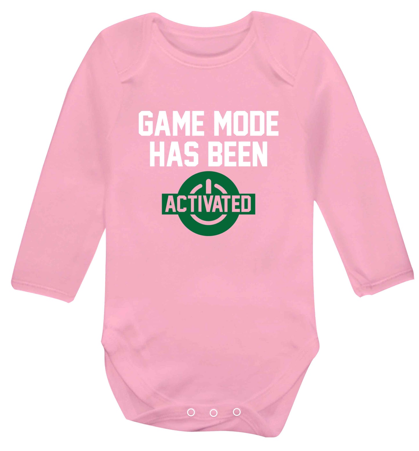 Game mode has been activated baby vest long sleeved pale pink 6-12 months