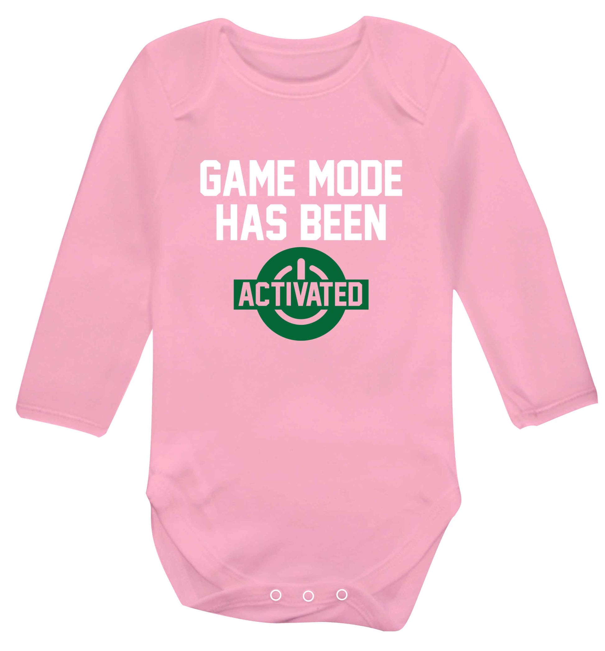 Game mode has been activated baby vest long sleeved pale pink 6-12 months