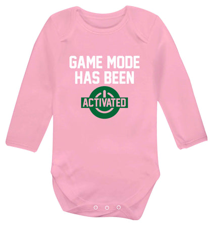 Game mode has been activated baby vest long sleeved pale pink 6-12 months