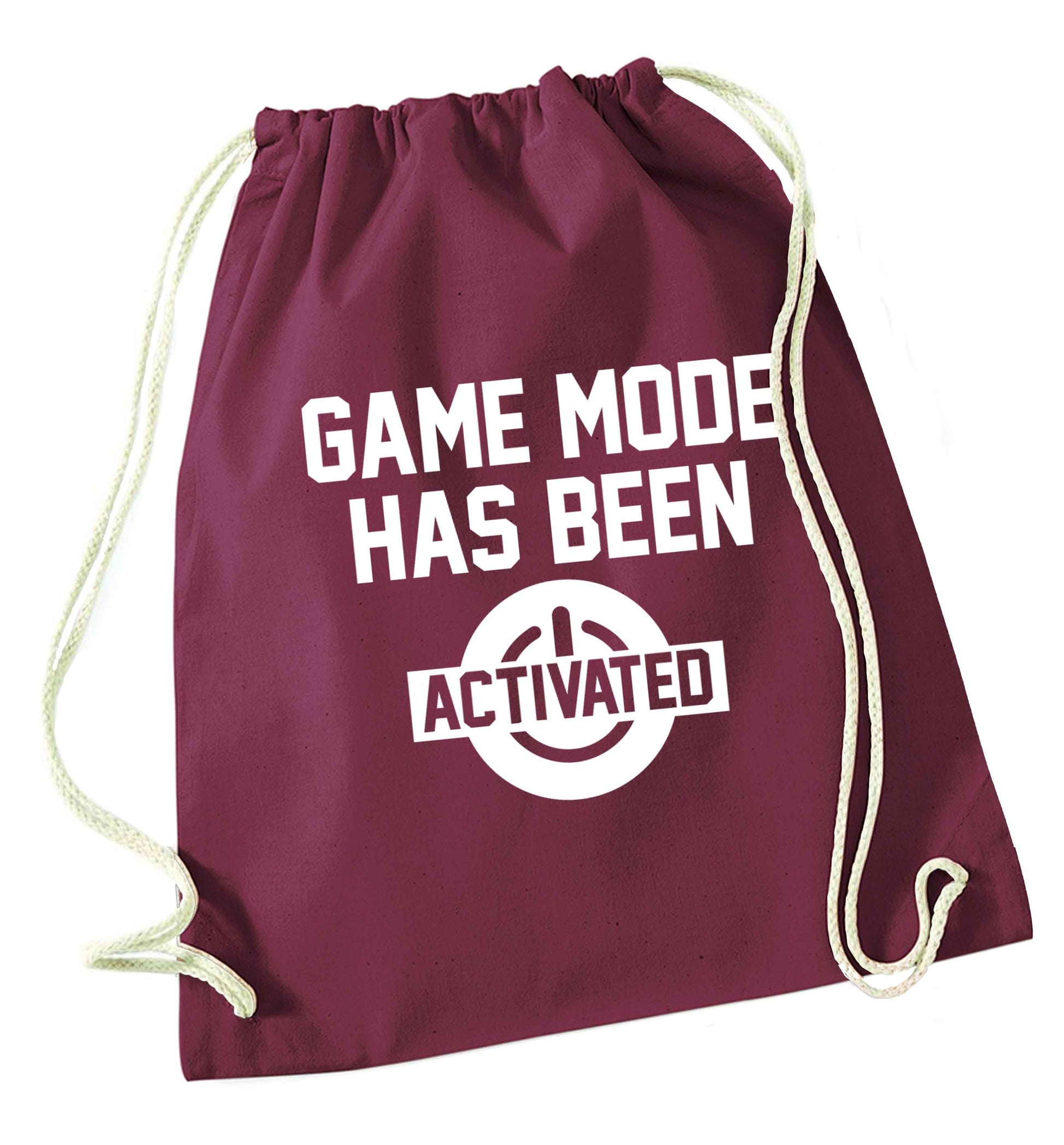 Game mode has been activated maroon drawstring bag