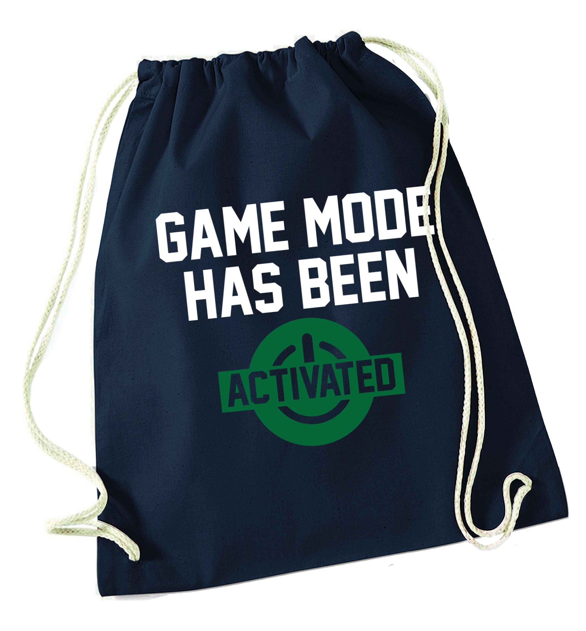 Game mode has been activated navy drawstring bag