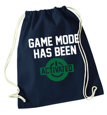 Game mode has been activated navy drawstring bag