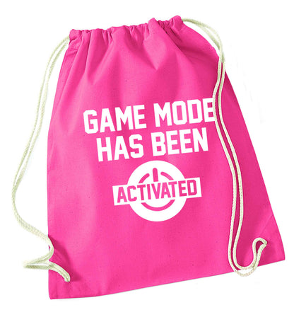 Game mode has been activated pink drawstring bag