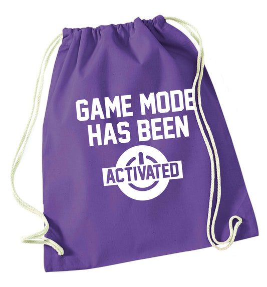 Game mode has been activated purple drawstring bag