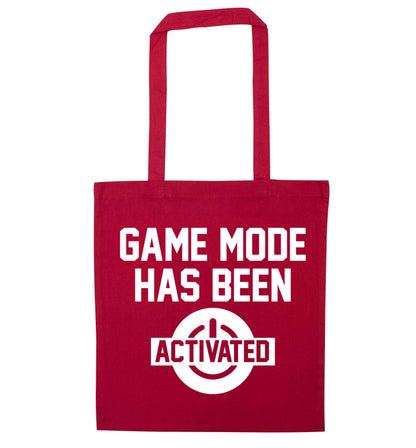 Game mode has been activated red tote bag