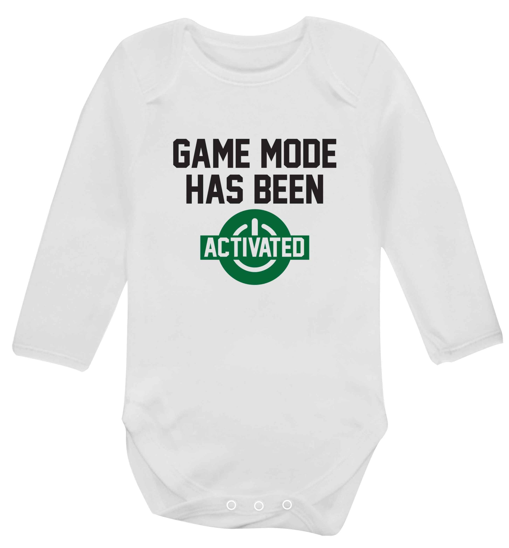 Game mode has been activated baby vest long sleeved white 6-12 months