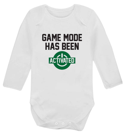 Game mode has been activated baby vest long sleeved white 6-12 months