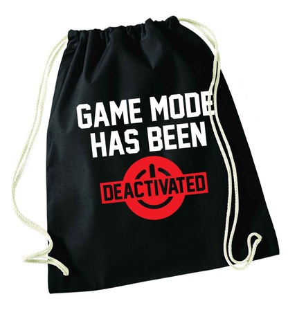 Game Mode Has Been Deactivated black drawstring bag