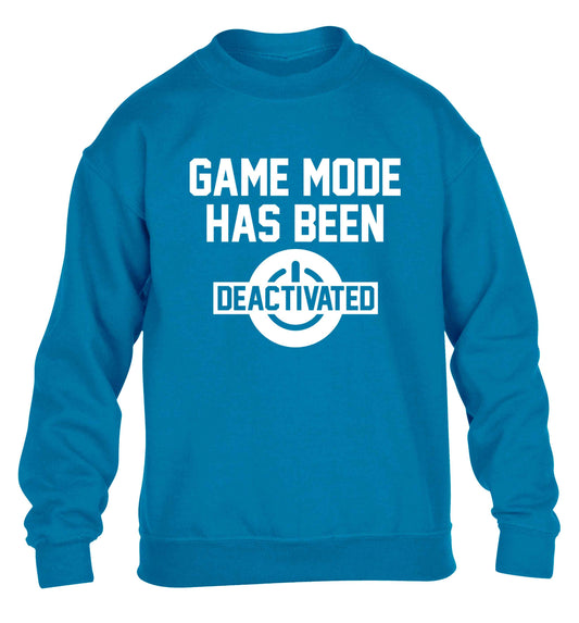 Game Mode Has Been Deactivated children's blue sweater 12-13 Years