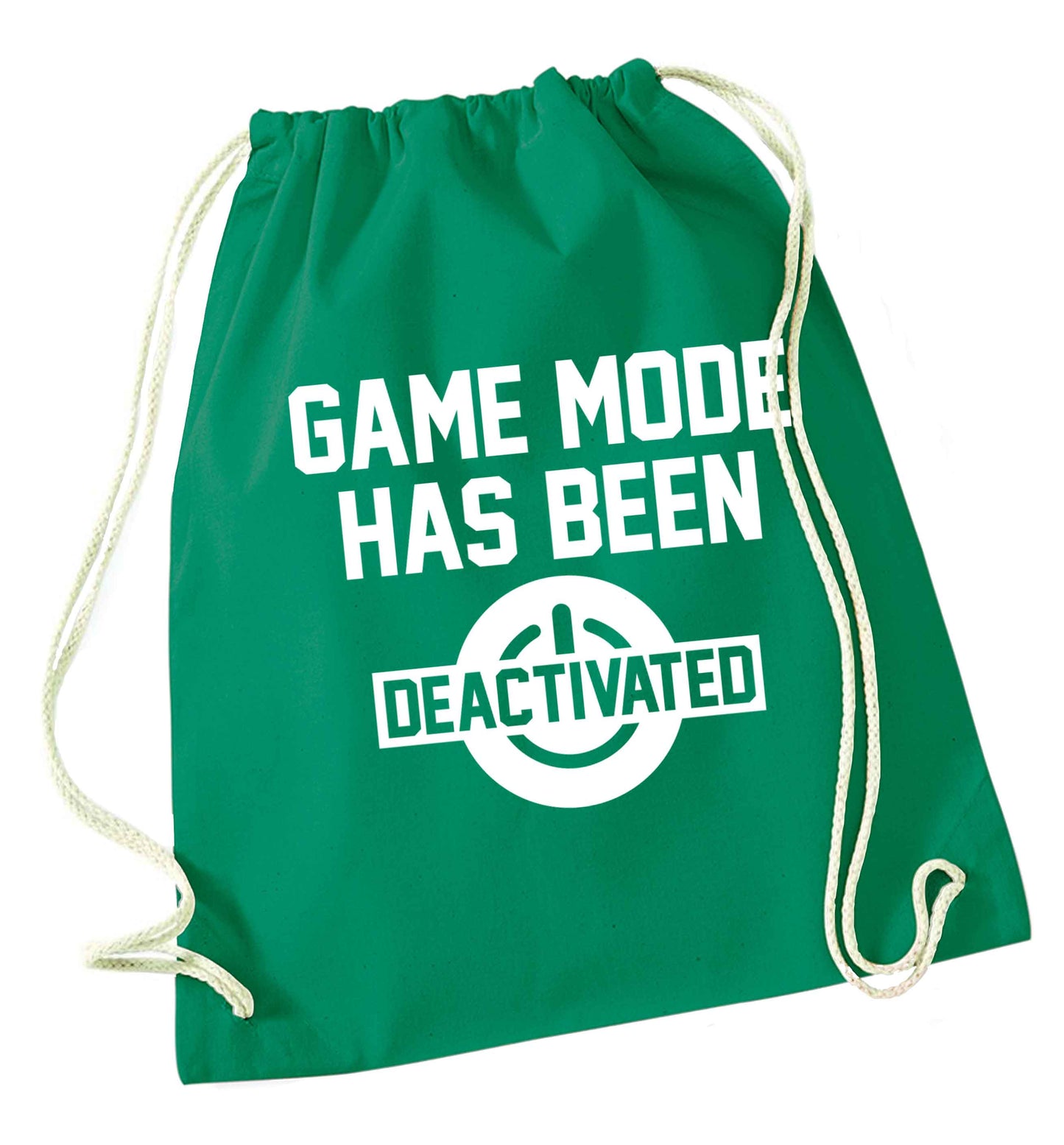 Game Mode Has Been Deactivated green drawstring bag