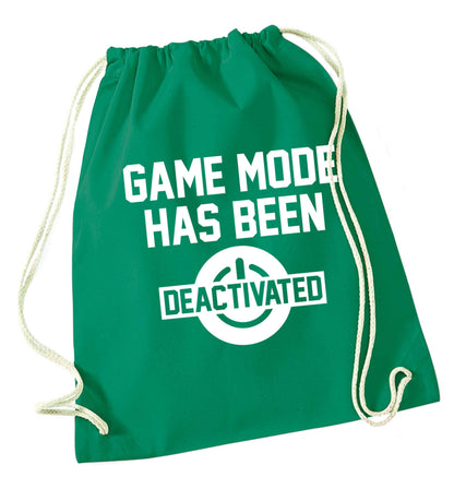 Game Mode Has Been Deactivated green drawstring bag