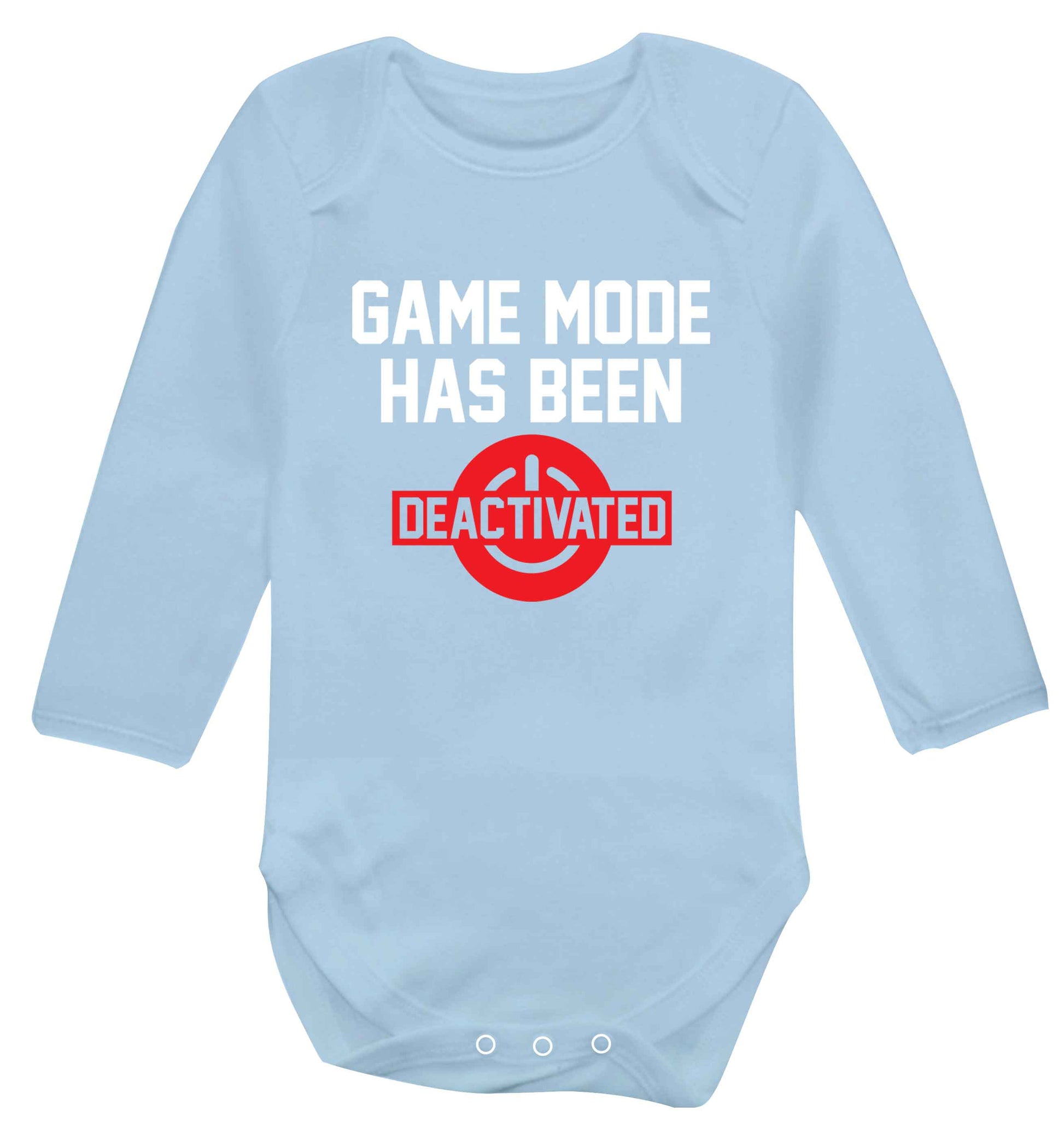 Game Mode Has Been Deactivated baby vest long sleeved pale blue 6-12 months