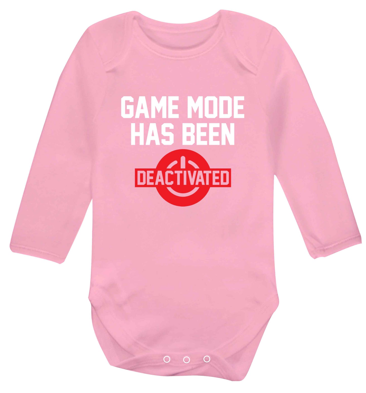 Game Mode Has Been Deactivated baby vest long sleeved pale pink 6-12 months
