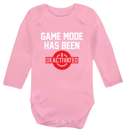 Game Mode Has Been Deactivated baby vest long sleeved pale pink 6-12 months