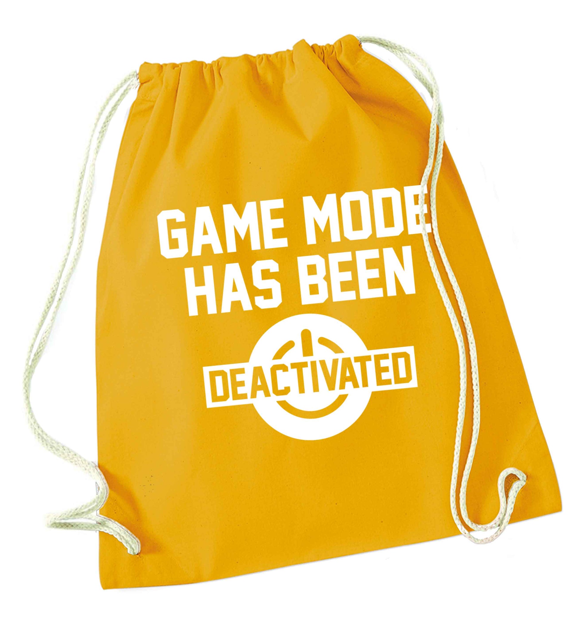 Game Mode Has Been Deactivated mustard drawstring bag