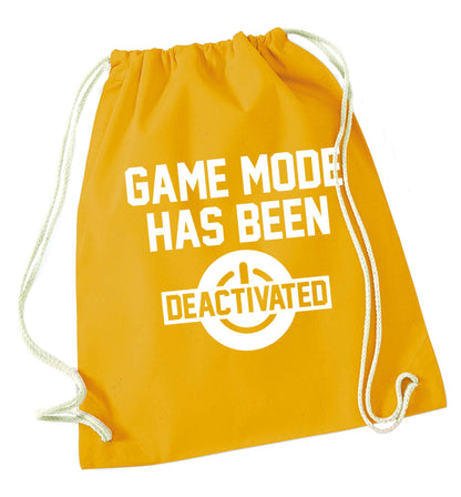 Game Mode Has Been Deactivated mustard drawstring bag