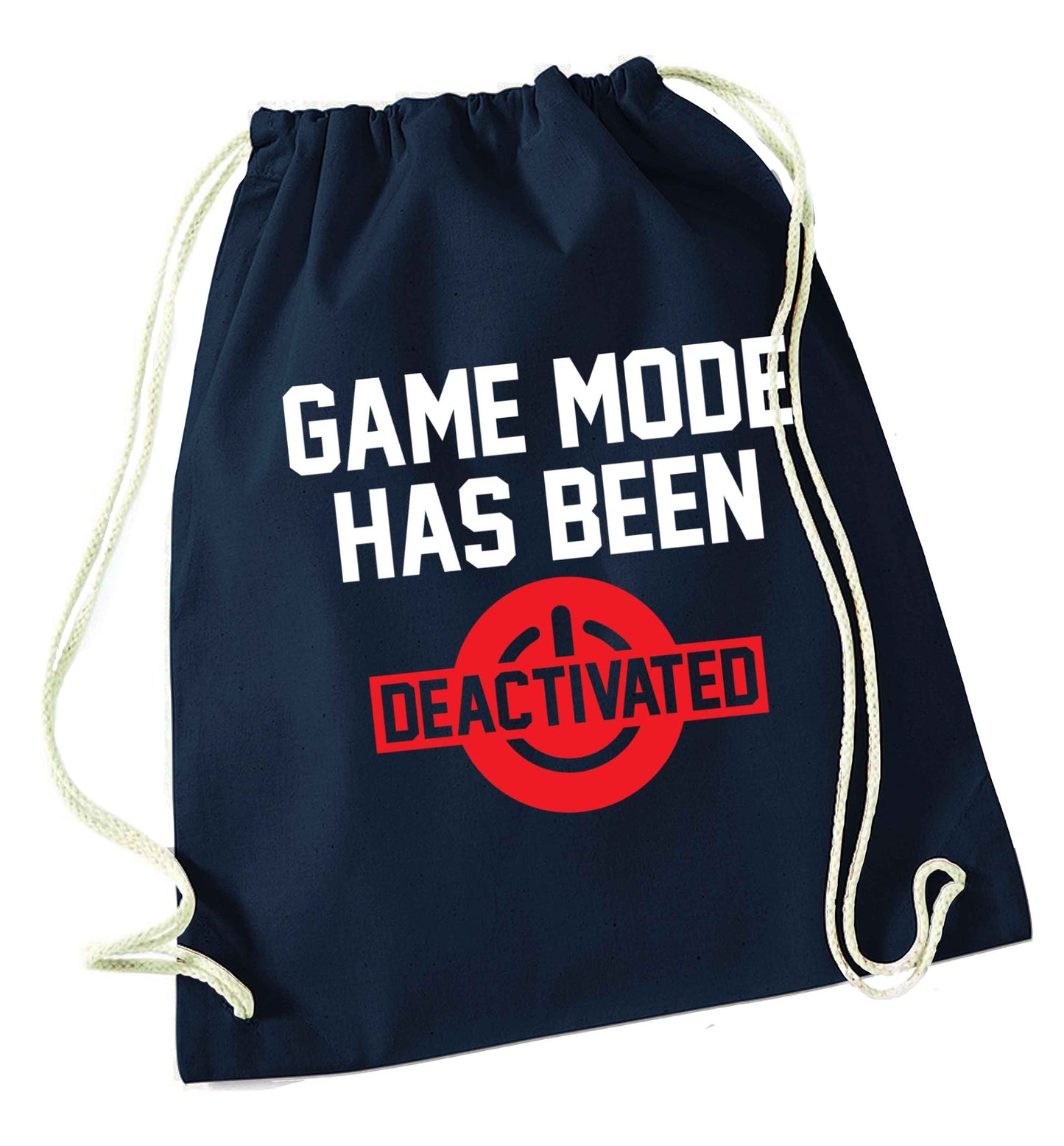 Game Mode Has Been Deactivated navy drawstring bag