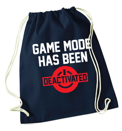 Game Mode Has Been Deactivated navy drawstring bag